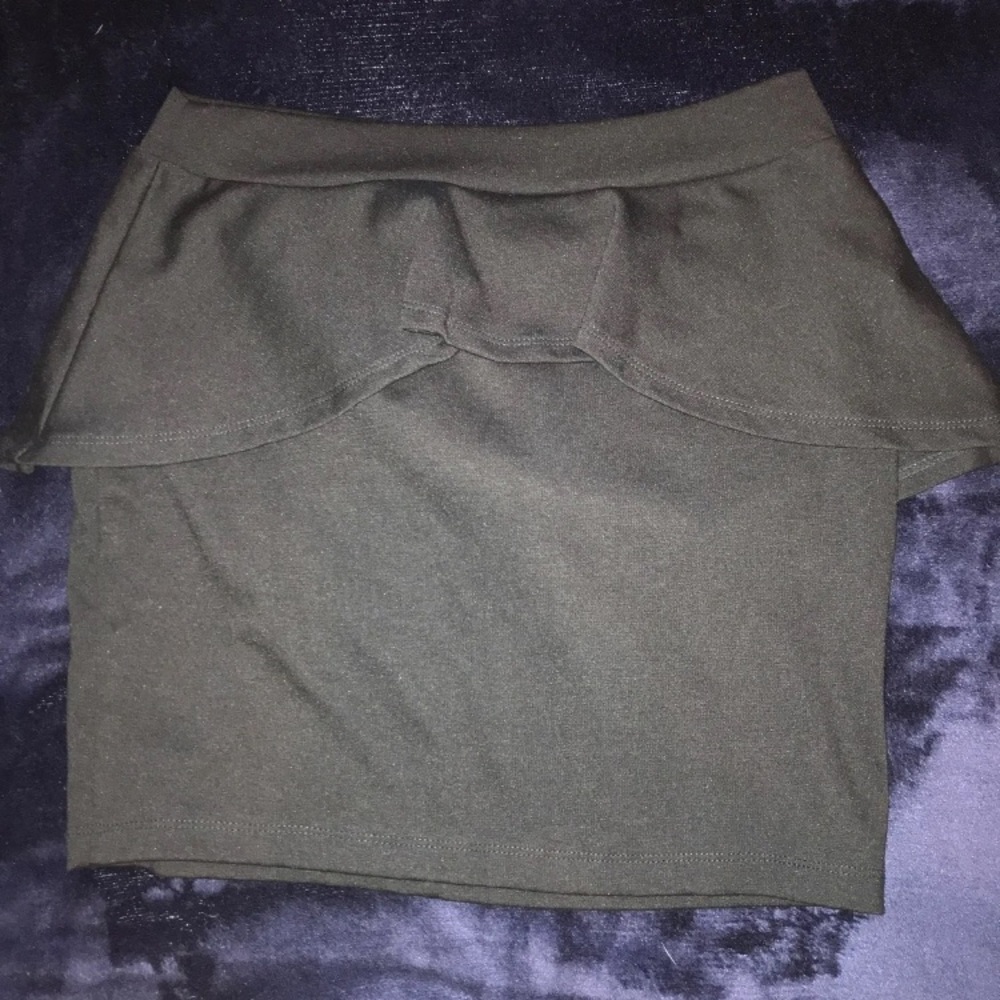 Black Peplum BodyCon Skirt